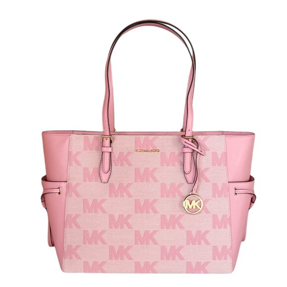 Michael Kors Gilly Large Drawstring Tote Shoulder Bag MK Graphic Logo Carnation - Picture 1 of 13